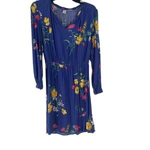 Old‎ Navy Women's Size Small Blue Floral Long Sleeve Knee Length Dress